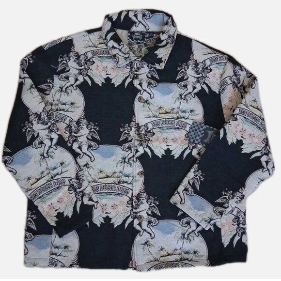 Rebel Vengeance Shacket Men's Large Cherubims And Oasis Print Non Ducor Duco. - Picture 1 of 11